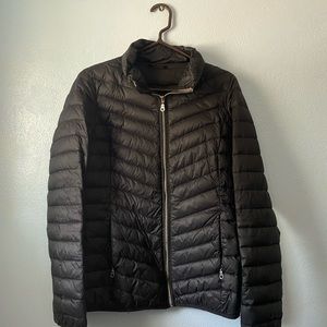 Black Insulated Semi-Puffer Jacket Women
